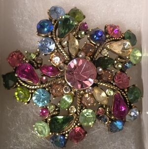 Vintage Multicolor Gemstone Brooch